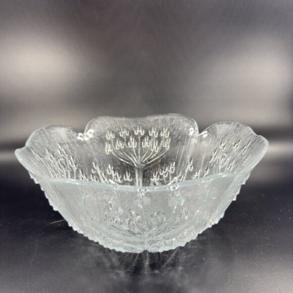 Lasisepät Mantsala Cow Parsley Glass Bowl Clear Textured Dish Pertti Kallioinen - Picture 16 of 16